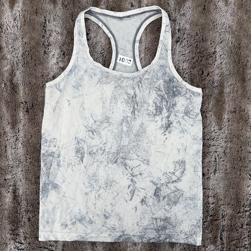 Lululemon Swiftly Tech Tank Top Women 10 Gray Racerback Shirt Gym Tie Dye